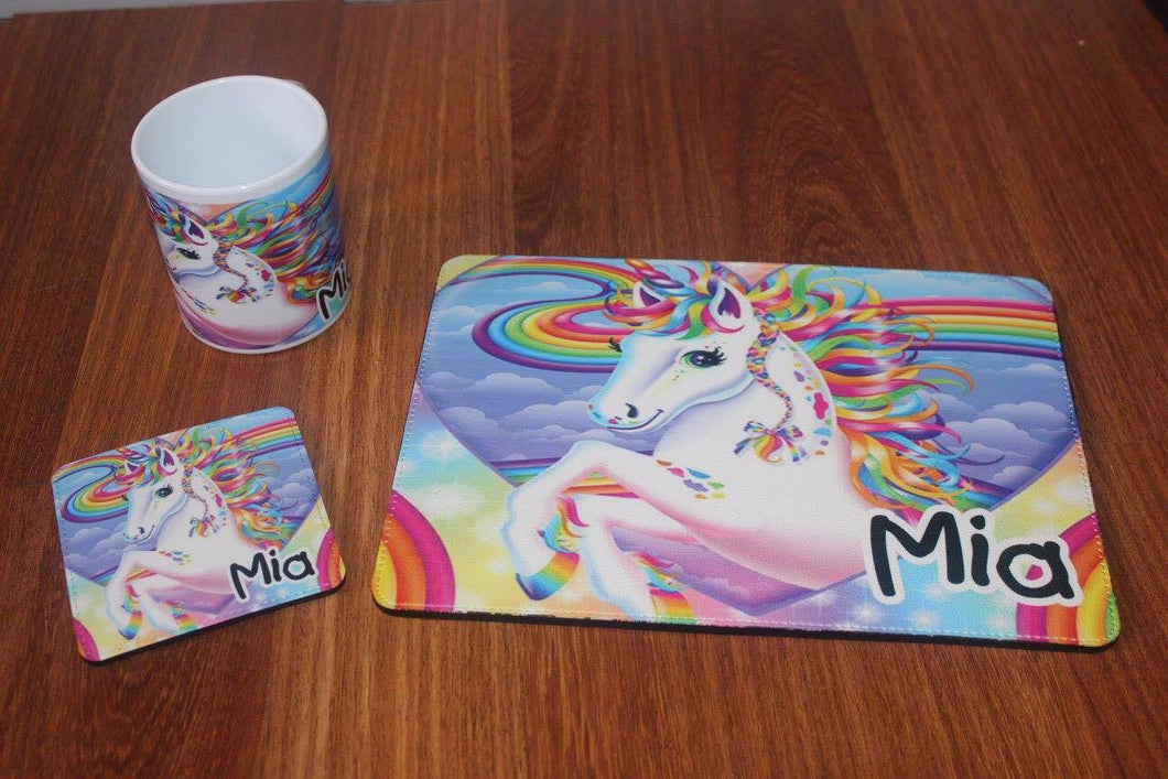 Personalised Mug/Placemat/Coaster Set - Made by Skye