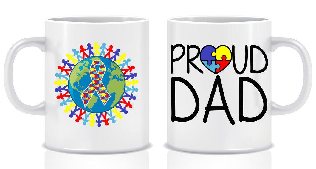 PROUD Dad AUTISM Awareness Mug - Made by Skye