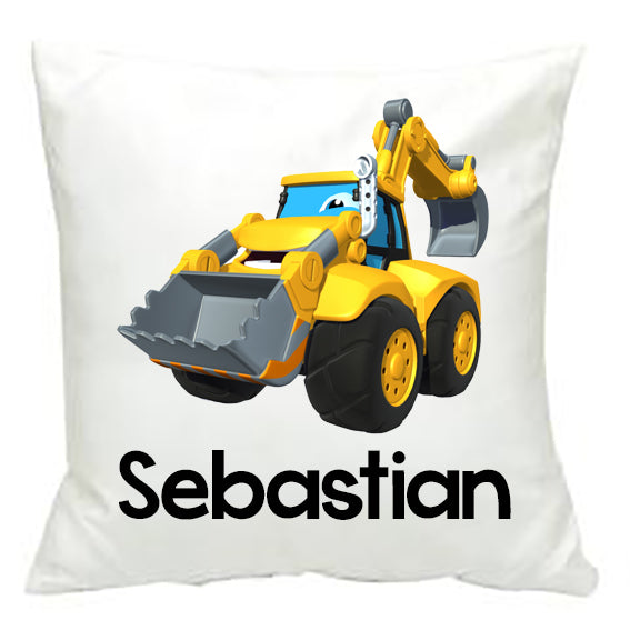 Personalised Digger Cushion Cover - Made by Skye