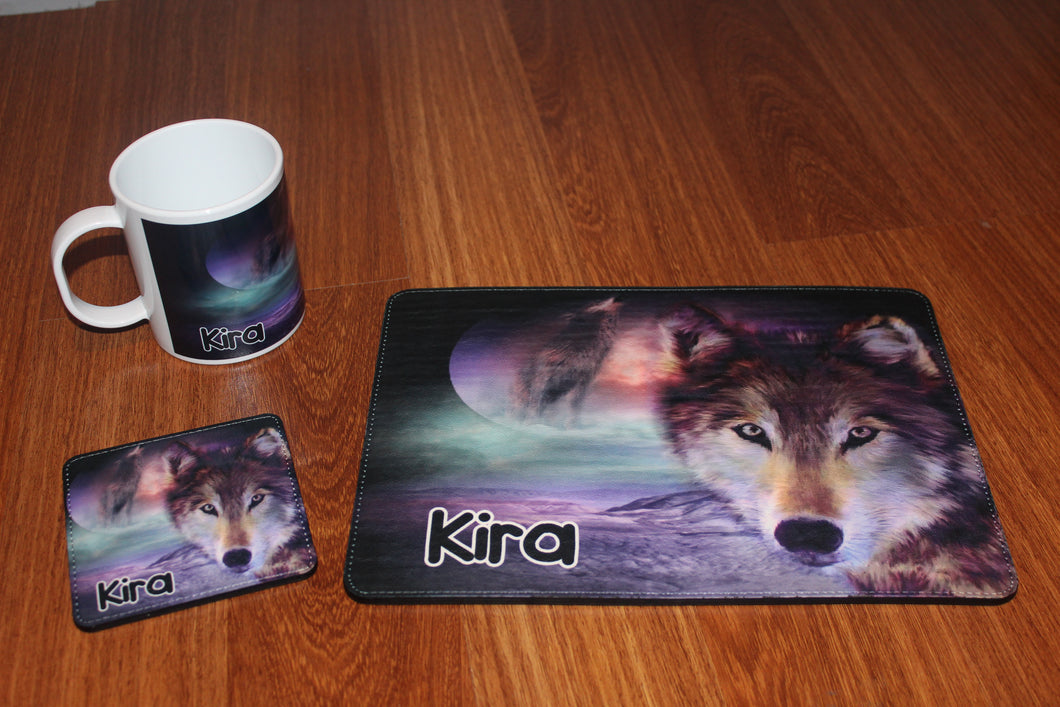 Personalised Mug/Placemat/Coaster Set - Made by Skye